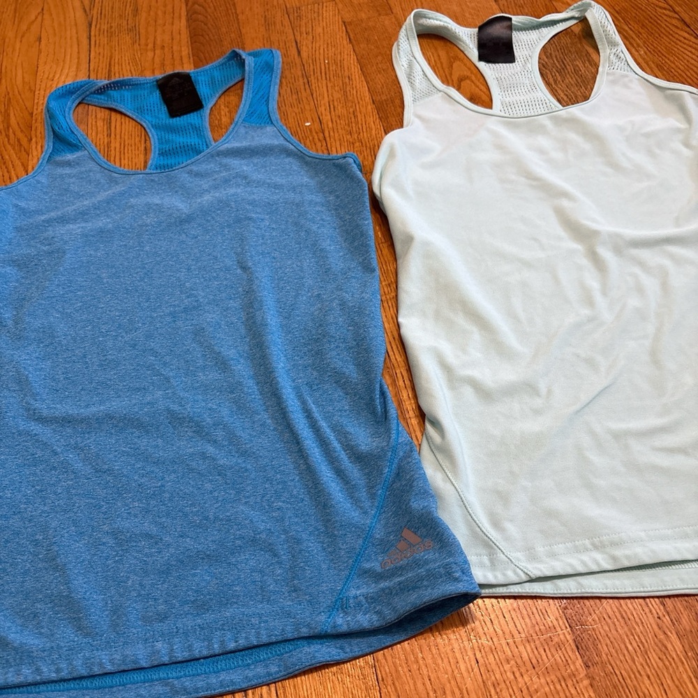 Adidas Blue and Mint Racerback Tank Tops - Picture 2 of 7
